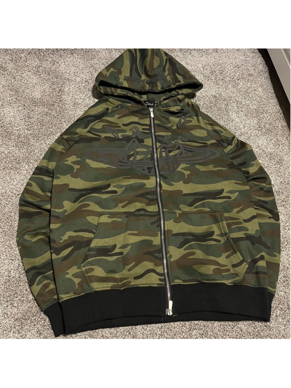 Broken Planet Zip Up Hoodie ‘Camo Green’ - Size Medium